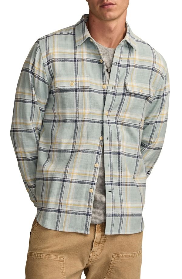 ラッキーブランド メンズ トップス シャツ Lucky Brand Plaid Slub Utility Shirt Sage Multi セージ
