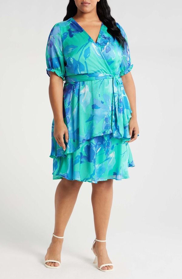 タハリエーエスエル レディース トップス ワンピース フラワー柄 サテン フラワー Tahari ASL Floral Shadow Stripe Satin Dress Multi Blue ブルー
