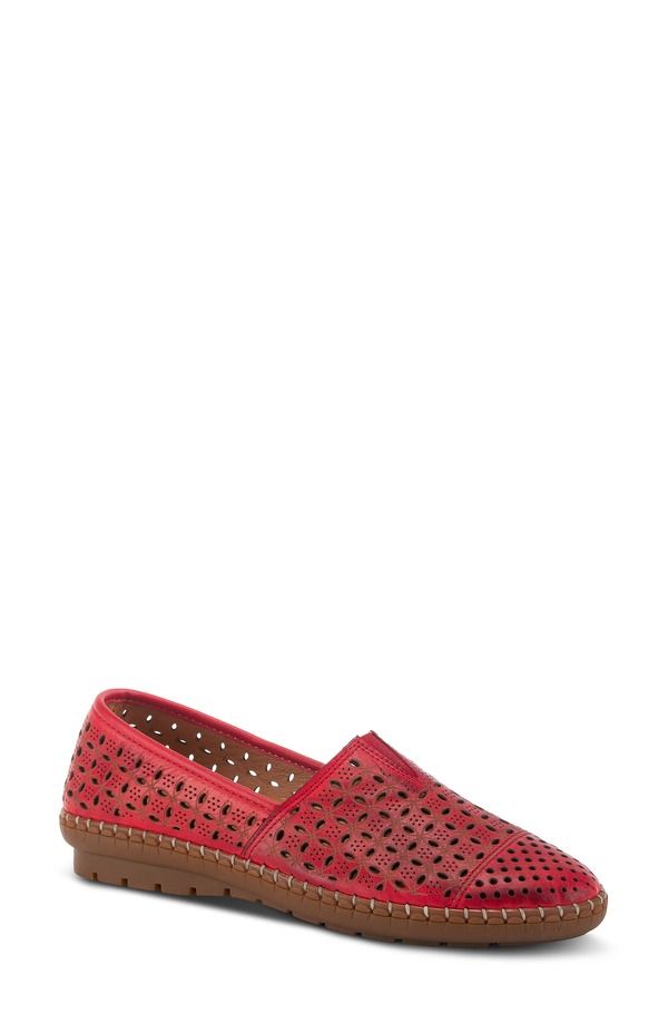 スプリングステップ レディース シューズ スリッポン・ローファー Spring Step Oralis Loafered Leather レッド