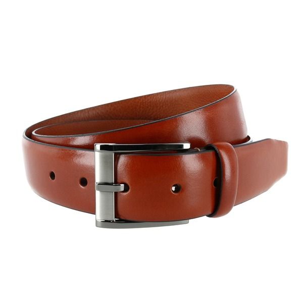 トラファルガー メンズ アクセサリー ベルト レザー Trafalgar Mens Matteo 35mm Feather Edge Leather Dress Belt with Italian Buckle Tan タン