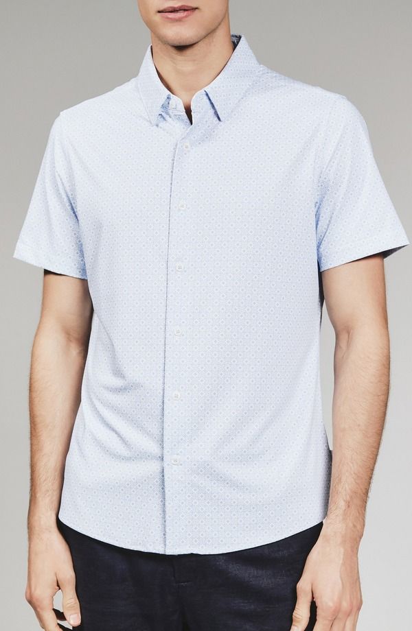 セブンダイヤモンド メンズ トップス シャツ 7 Diamonds Pryce Short Sleeve Stretch ButtonUp Shirt Light Blue ブルー