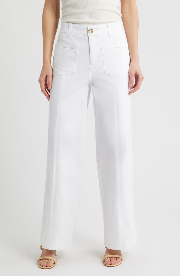 ウィットウィズダム レディース ボトムス レギンス ワイドレッグ パンツ Wit Wisdom Skyrise Patch Pocket Wide Leg Pants White ホワイト