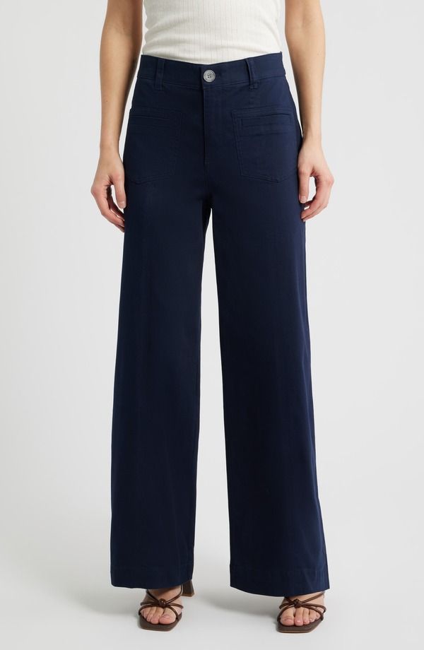 ウィットウィズダム レディース ボトムス レギンス ワイドレッグ パンツ Wit Wisdom Skyrise Patch Pocket Wide Leg Pants Navy ネイビー