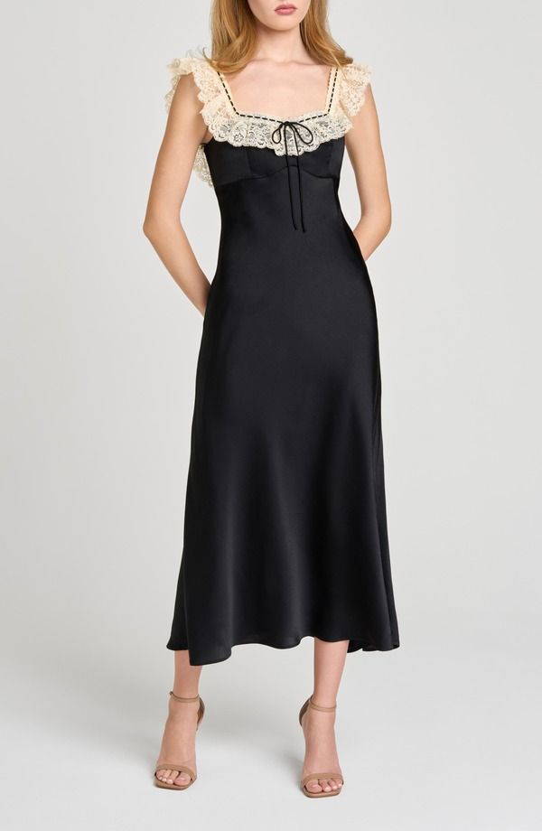 ワイフ レディース トップス ワンピース レーストリム レース WAYF Ellace Trim Slipdress Black ブラック