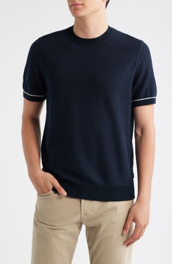 ボス メンズ トップス Tシャツ コットン BOSS Jianfrancotton TShirt Dark Blue ブルー