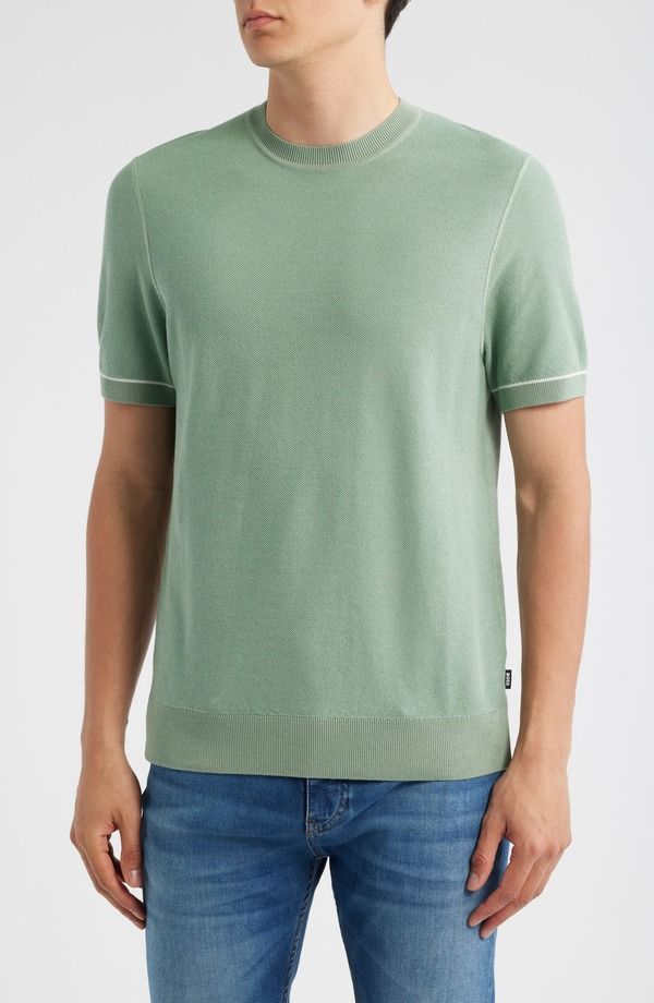 ボス メンズ トップス Tシャツ コットン BOSS Jianfrancotton TShirt Open Green グリーン