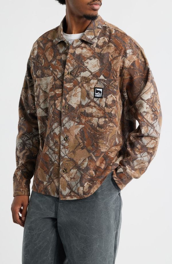 オベイ メンズ アウター ジャケット・ブルゾン シャツ コットン Obey Fence Camo Cotton Twill Overshirt Fence Camo Multi マルチカラー