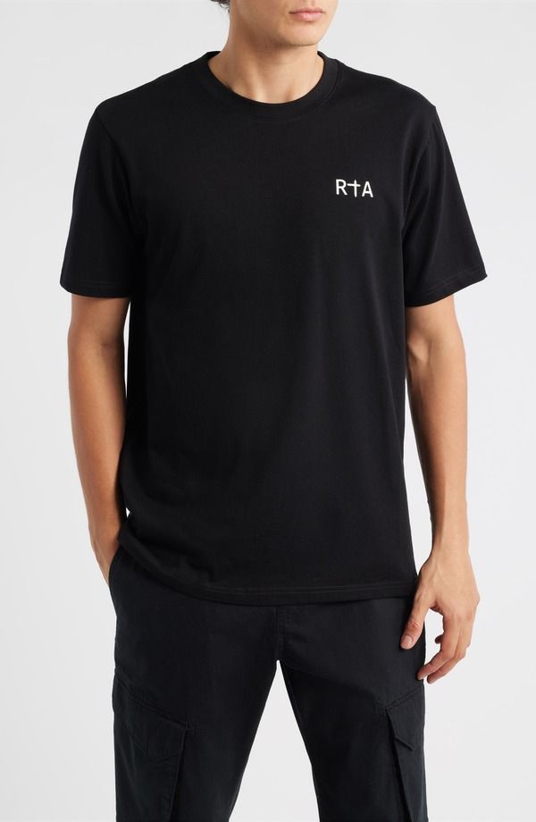 アールティーエー メンズ トップス Tシャツ ロゴ RtA Colin Chest Logo TShirt Black ブラック