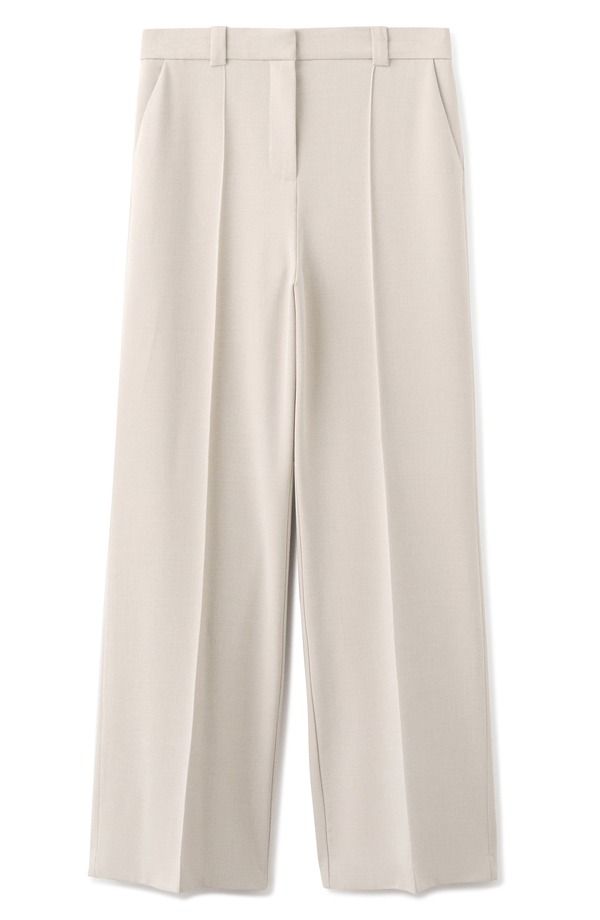 マンゴ レディース ボトムス デニムパンツ ストレート プリーツ MANGO Pleated Straight Leg Pants Ivory White ホワイト