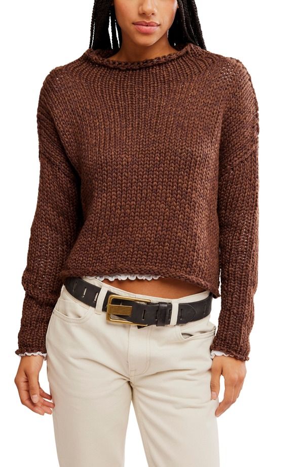 フリーピープル レディース アウター パーカー・スウェット セーター Free People Opal Roll Neck Crop Sweater Chicory Coffee コーヒー