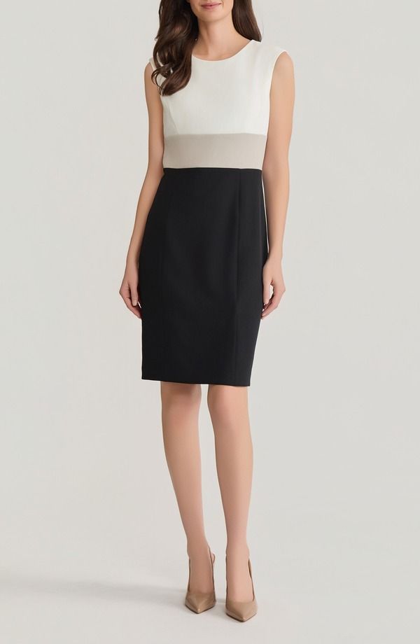 カスパール レディース トップス ワンピース カラーブロック KASPER Colorblock Sheath Dress Vanilla Ice Multi マルチカラー