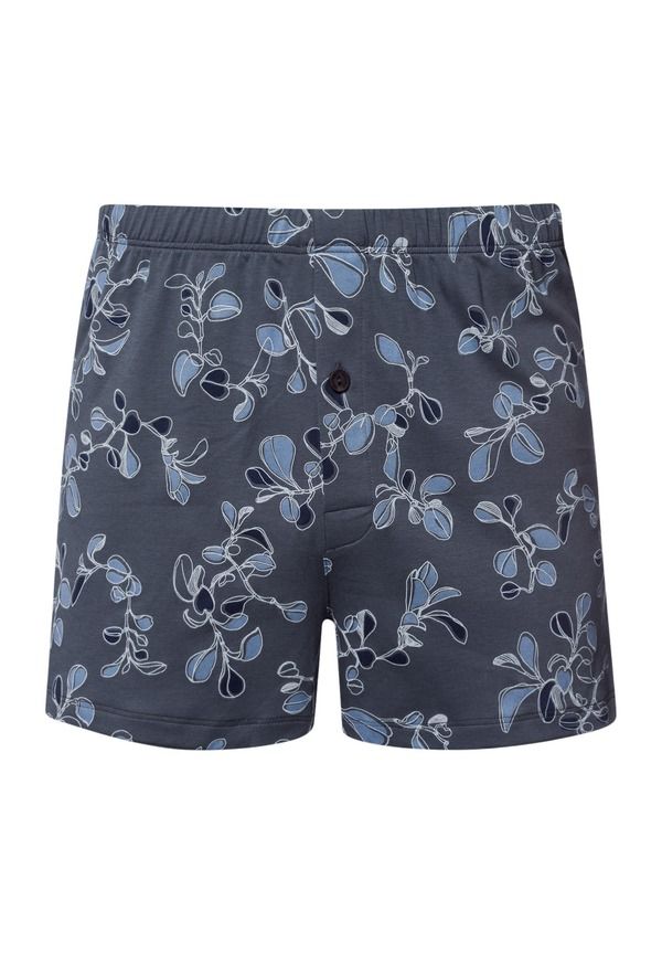ハンロ メンズ アンダーウェア ボクサーパンツ コットン Hanro Cotton Sporty Cotton Boxer Aqua Ink Leaves アクア