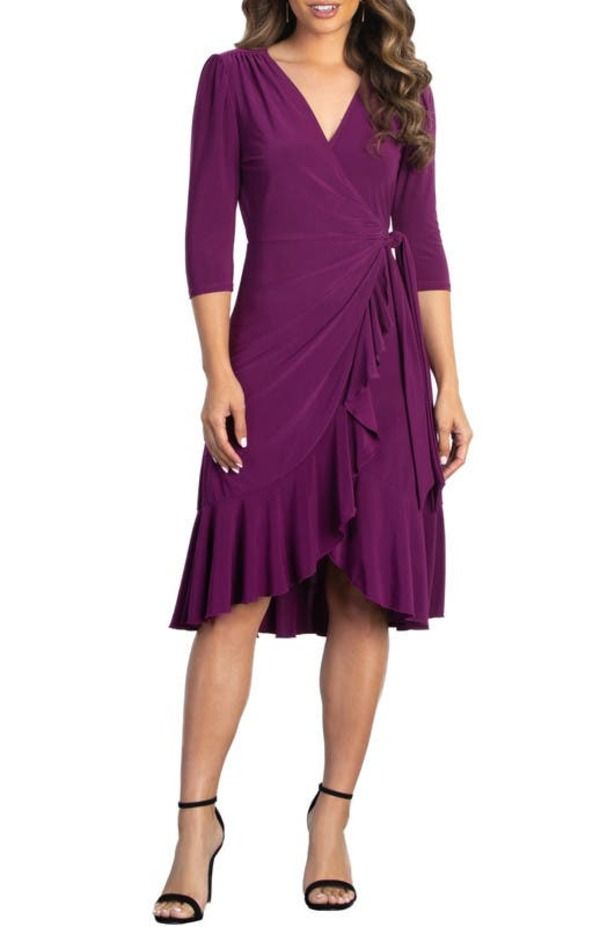 キヨナ レディース トップス ワンピース ミディ Kiyonna Whimsy Midi Wrap Dress Magenta マゼンタ