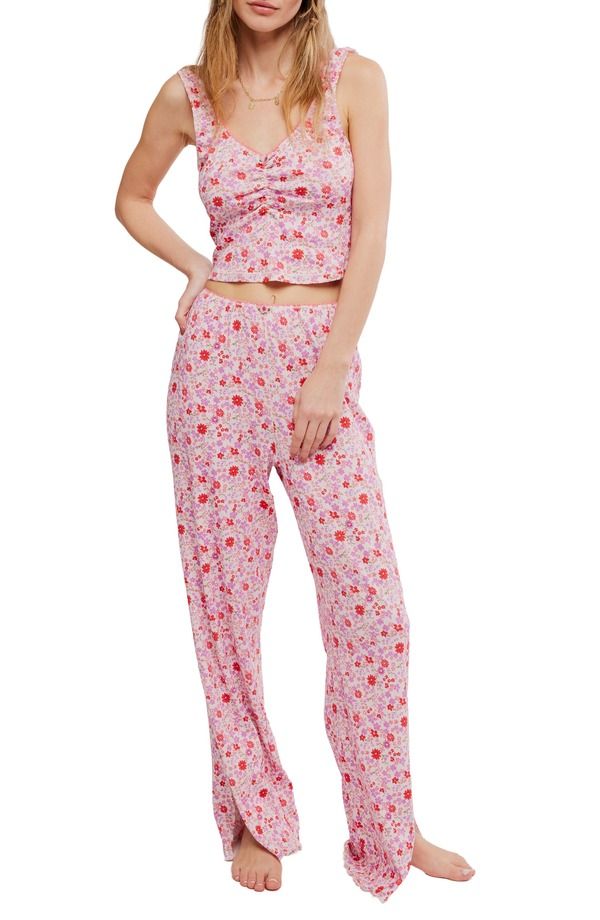 フリーピープル レディース アンダーウェア ナイトウェア Free People Fresh in Love Pointelle Pajamas Pink Chalk Combo チョーク