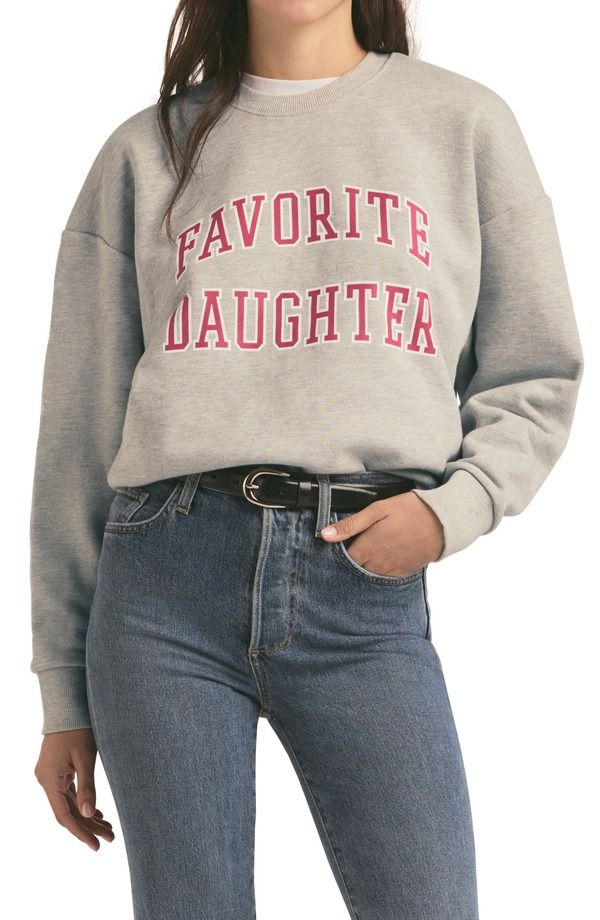 フェイバリット ドーター レディース アウター パーカー・スウェット シャツ コットン Favorite Daughter Collegiate Cotton Blend Sweatshirt Heather Grey グレー