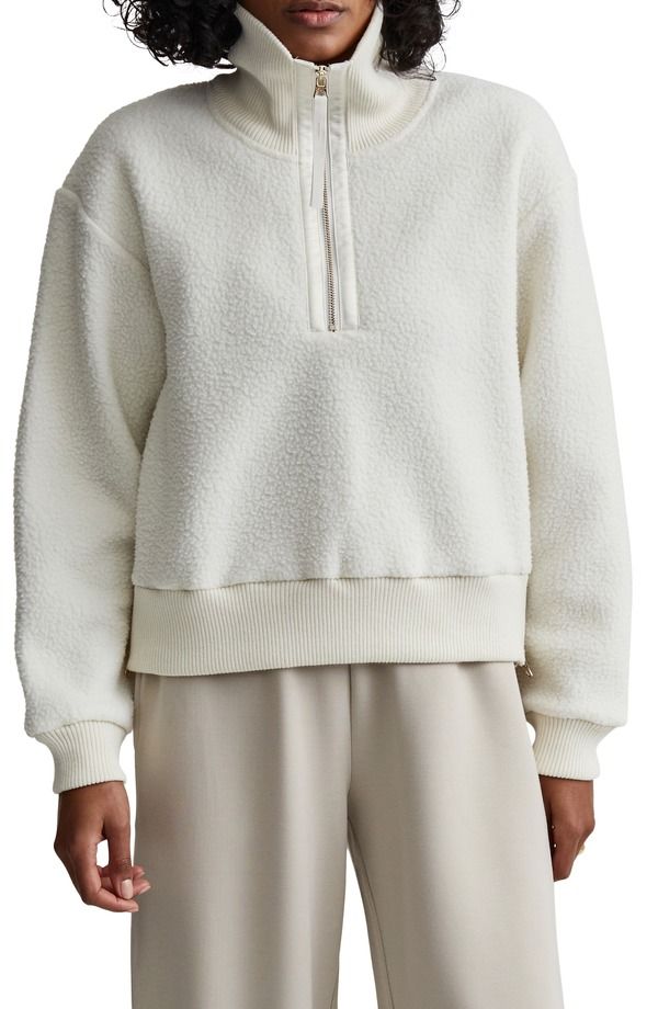 バーレイ レディース アウター パーカー・スウェット ハーフジップ ポリエステル フリース Varley Roselle Recycled Polyester Fleece Half Zipullover Egret