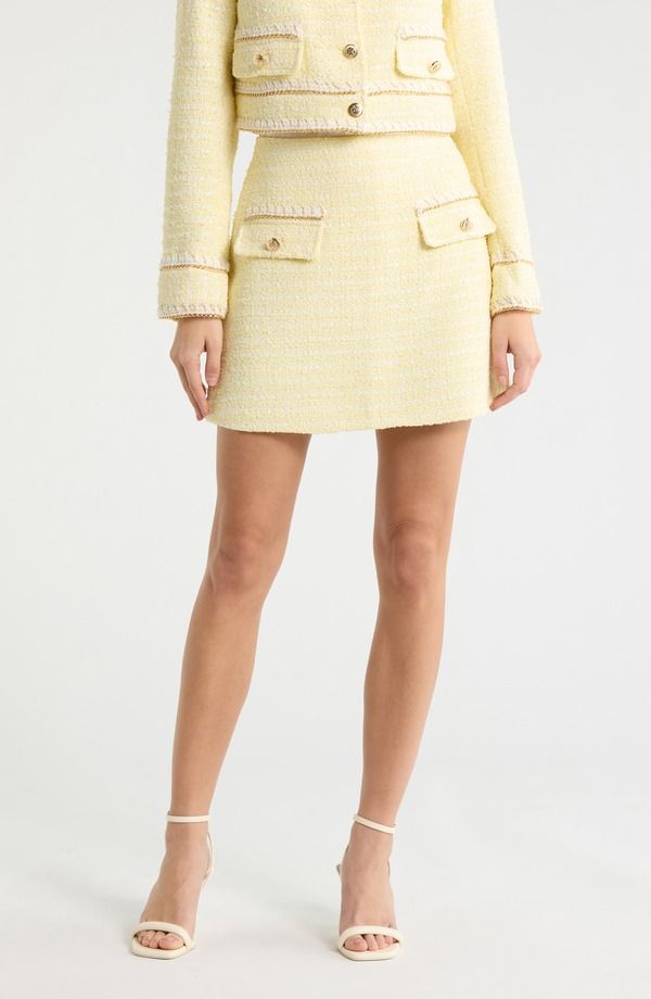 アヴェックレフィーユ レディース ボトムス ハーフパンツ・ショーツ ミニ ツイード Avec Les Filles Tweed Mini Skort Light Yellow イエロー