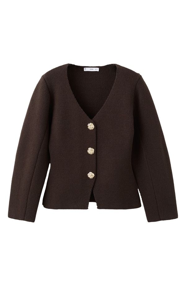 マンゴ レディース アウター パーカー・スウェット Vネック カーディガン MANGO VNeck Cardigan Chocolate チョコレート