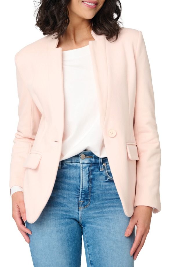 ギブソンルック レディース アウター ジャケット・ブルゾン コットン ブレザー ニット GIBSONLOOK Inverted Notch Collar Cotton Blend Knit Blazer Pearl Blush パール