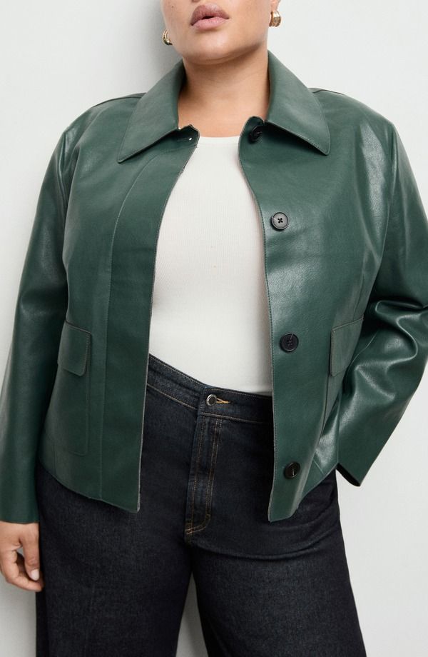 マンゴ レディース アウター ジャケット・ブルゾン レザー フェイクレザー MANGO Sabina Faux Leather Jacket Green グリーン