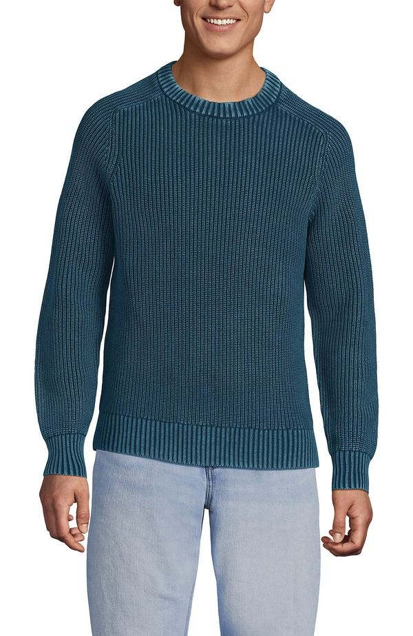 ランズエンド メンズ アウター パーカー・スウェット クルーネック セーター コットン Lands Endrifter Cotton Crewneck Sweater Baltic Teal ティール