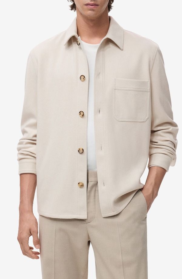 マンゴ メンズ アウター ジャケット・ブルゾン レギュラーフィット シャツ MANGO Regular Fit Flannel Overshirt Ecru エクリュ
