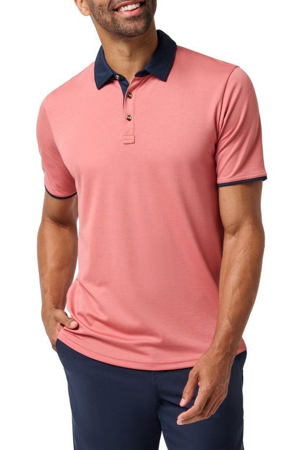 トラビスマヒュー メンズ トップス ポロシャツ コントラスト コットン TravisMathew All Day Social Club Contrast Collar Cotton Blend Polo Shirt Brick Dust