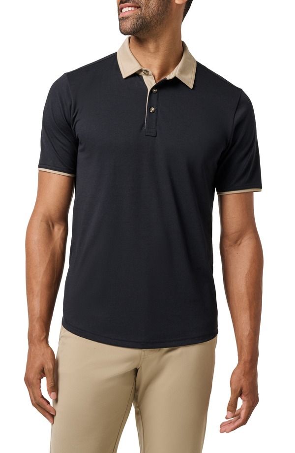 トラビスマヒュー メンズ トップス ポロシャツ コントラスト コットン TravisMathew All Day Social Club Contrast Collar Cotton Blend Polo Shirt Black ブラック