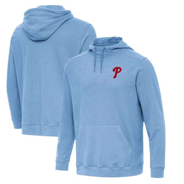 アンティグア メンズ アウター ジャケット・ブルゾン パーカー Mens Antigua Heather Powder Blue Philadelphia Phillies Cloud Pullover Hoodie Heather Powder Blue ヘ