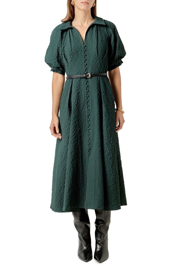 イングリッシュファクトリー レディース トップス ワンピース マキシ English Factory Button Front Maxi Dress Dark Green グリーン