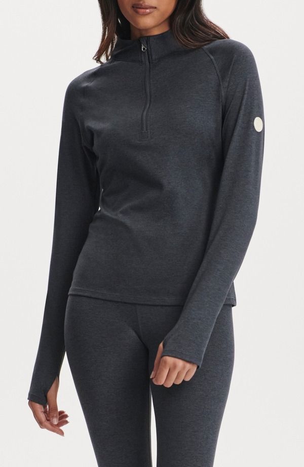 バーレイ レディース アウター パーカー・スウェット ハーフジップ Varley Always Warm Half Zip Base Layer Top Black Marl ブラック