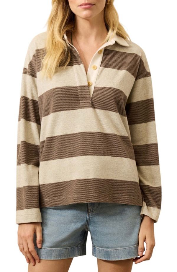 ファレティ レディース アウター パーカー・スウェット セーター Faherty Legend Rugby Stripe Sweater Mocha Rugby モカ