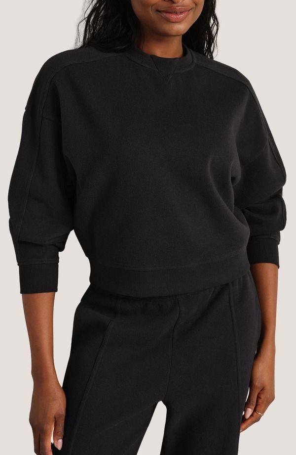 ローヌ レディース アウター パーカー・スウェット クルーネック シャツ コットン Rhone Signature Crewneck Cotton Blend Rib Sweatshirt Pure Black ブラック