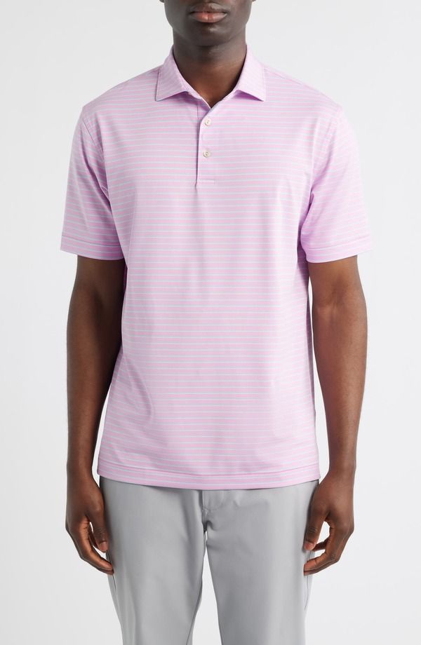 ピーター・ミラー メンズ トップス ポロシャツ ジャージー Peter Millar Dunnestriperformance Jersey Polo Pink Parfait ピンク
