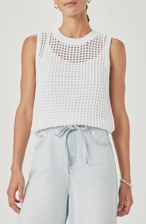 スプレンディット レディース アウター パーカー・スウェット セーター ノースリーブ ニット Splendid Camellia Open Knit Sleevelessweater White ホワイト