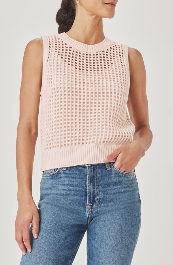 スプレンディット レディース アウター パーカー・スウェット セーター ノースリーブ ニット Splendid Camellia Open Knit Sleevelessweaterose Petal Pink ピンク