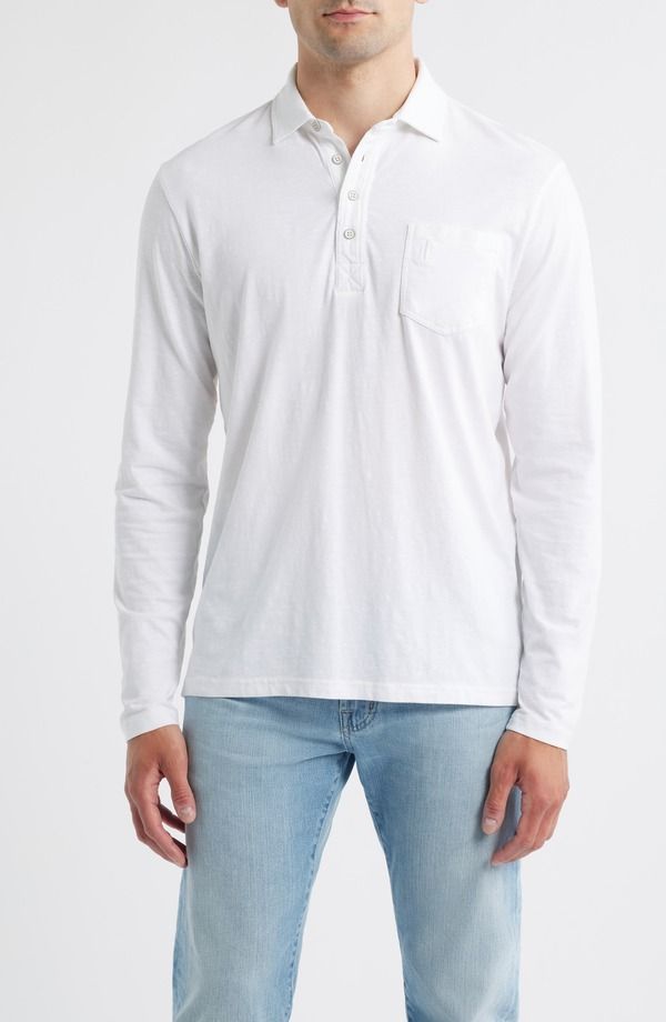 ジョニー オー メンズ トップス ポロシャツ johnnieO Coastal Wash Long Sleeve Pocket Polo White ホワイト