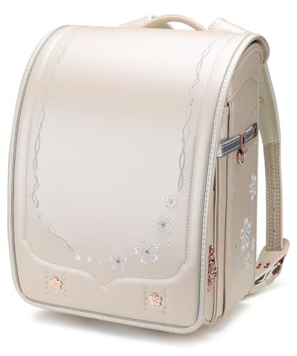 【新品】桜 ランドセル 女の子 ワンタッチロック 軽量 豪華 刺? A4フラットファイル対応 japanese schoolbag エレガント Bab-sakura (Newアイボリー) 8d0083d1
