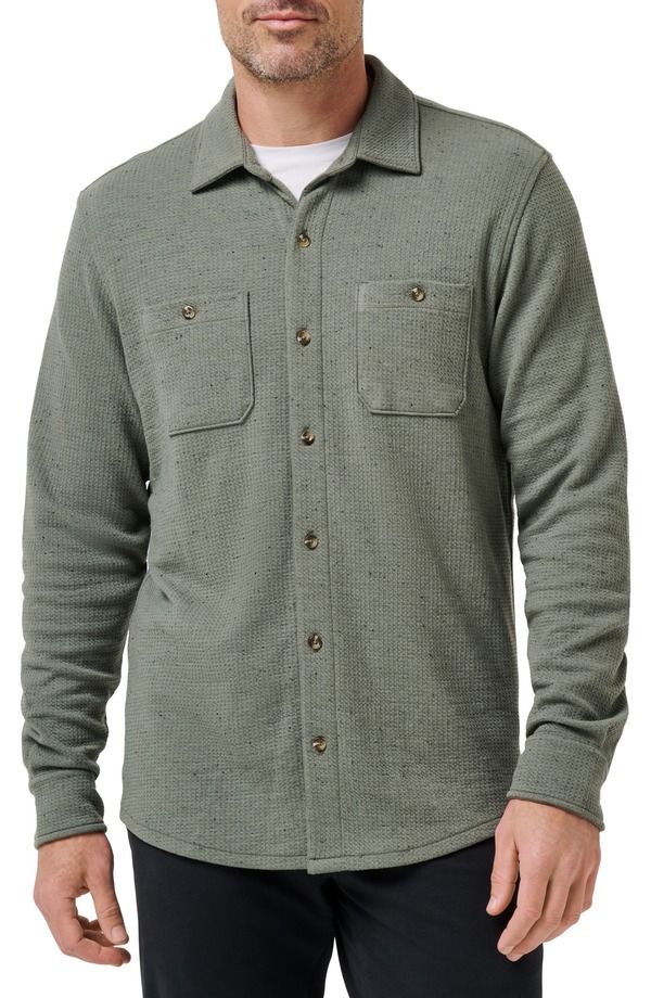 トラビスマヒュー メンズ トップス シャツ ニット TravisMathew Cloud Waffle Knit ButtonUp Shirt Dark Olive オリーブ