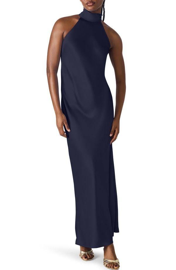 スティーブ マデン レディース トップス ワンピース サテン マキシ Steve Madden Lara Satin Bias Cut Maxi Dress Marine