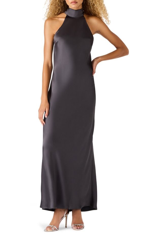 スティーブ マデン レディース トップス ワンピース サテン マキシ Steve Madden Lara Satin Bias Cut Maxi Dress Dark Slate スレート