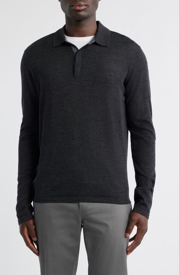 ロバートバラケット メンズ トップス ポロシャツ ウール Robert Baraketthomas Merino Woolong Sleeve Polo Charcoal チャコール 20,146円