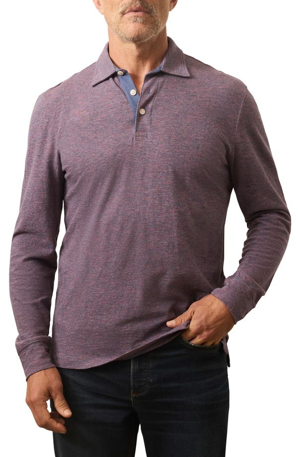 ファレティ メンズ トップス ポロシャツ コットン Faherty Sunwash Organicotton Long Sleeve Polocean Fire Stripe ストライプ