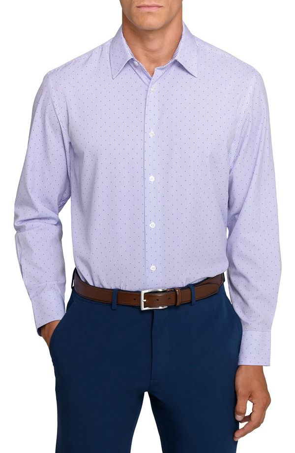 ダブリューアールケー メンズ トップス シャツ スリムフィット WRK Slim Fit Stripe Dot Performance Dresshirt White Purple ホワイト