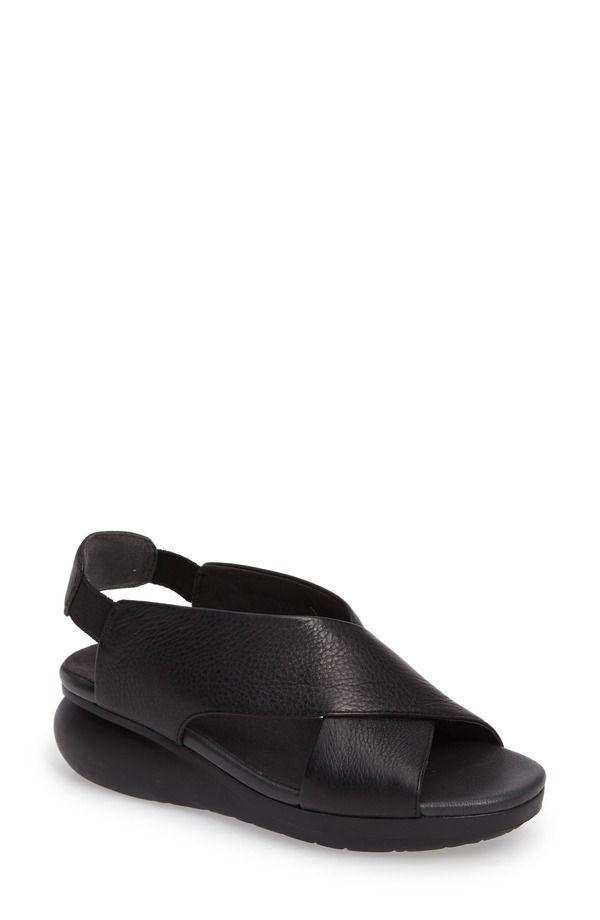 カンペール レディース シューズ ヒール サンダル Camper Balloon Slingback Wedge Sandal Black Leather ブラック