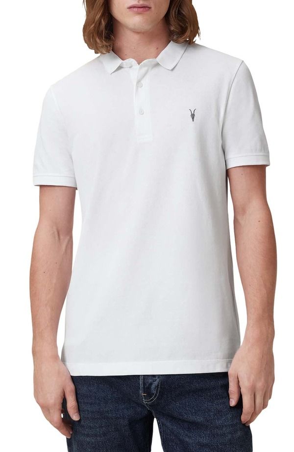 オールセインツ メンズ トップス ポロシャツ コットン AllSaints Reform Cotton Piqu Poloptic White ホワイト
