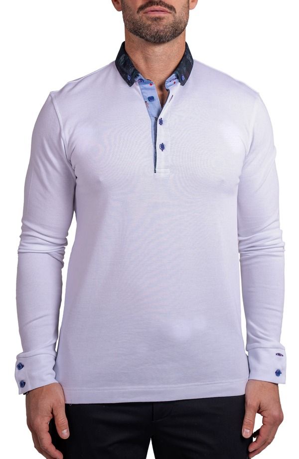 マセオ メンズ トップス シャツ ダウン Maceoo Newton Ascension0010 White Long Sleeve ButtonDown Polo White ホワイト