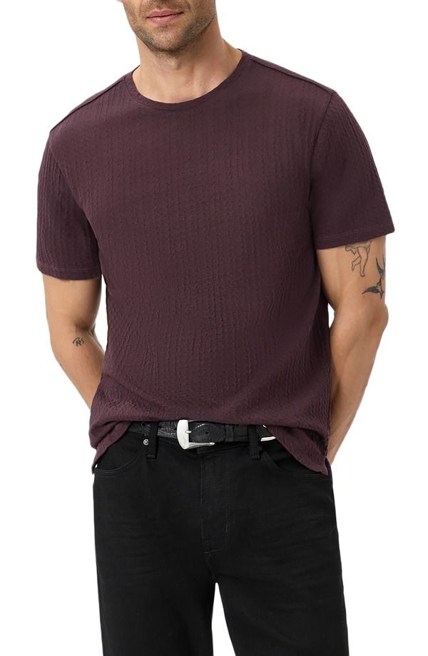 ジョンバルベイトス メンズ トップス Tシャツ クルーネック John Varvatos Brasse Crewneck TShirt Plum プラム