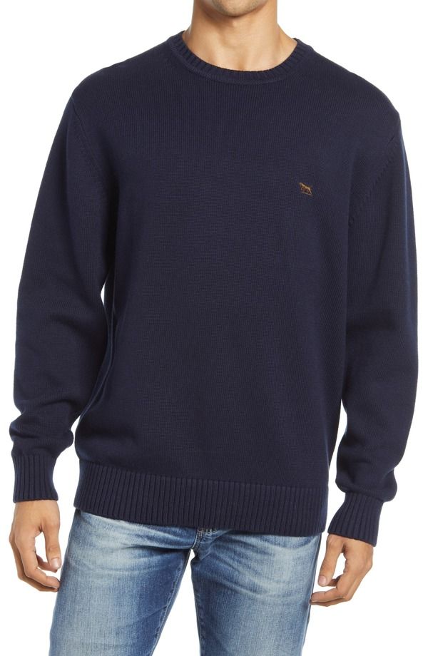 ロッドアンドグン メンズ アウター パーカー・スウェット クルーネック セーター コットン Rodd Gunn Crewneck Cotton Sweater Sapphire サファイア