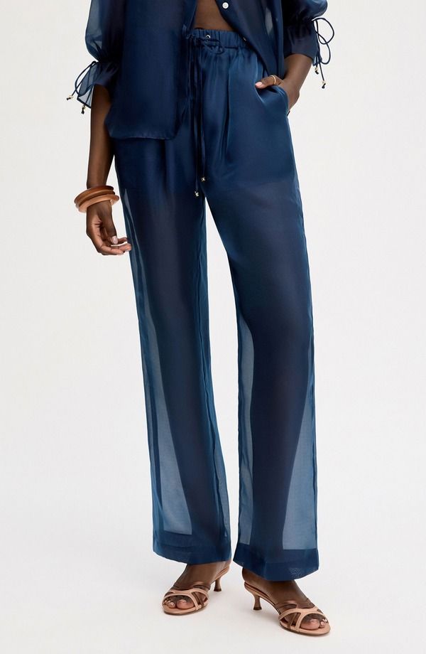 サムエデルマン レディース ボトムス レギンス パンツ シアー Sam Edelman Sheer Drawstring Pants Navy ネイビー